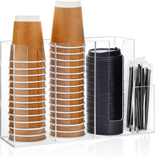 4 Compartments Acrylic Coffee Cup and Lid Holder Transparent 