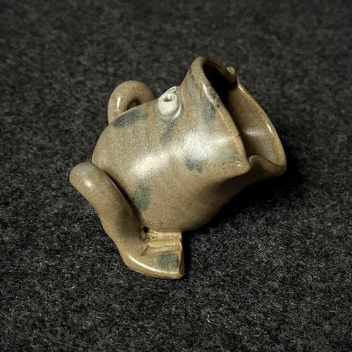 Handmade Studio Art Pottery Toothpick Holder Small Frog Palms Up *READ - Picture 5 of 15