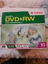 10 Pack Verbatim DVD+RW  DVD+Rewriteable 1x-4x 4.7GB  Data 120 Minutes Video