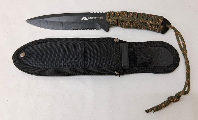 Ozark Trail Paracord Wrapped Handle Camping Knife with Nylon Sheath