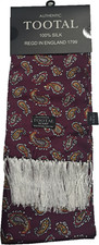 Tootal Mens Bordeaux Paisley 100% Silk Scarf