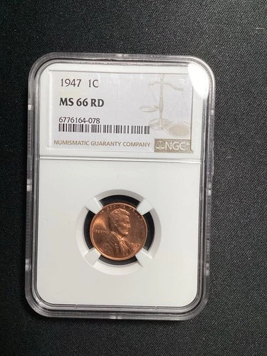 Beautiful High Grade 1947 Lincoln Cent.  NGC GRADED MS66 RED