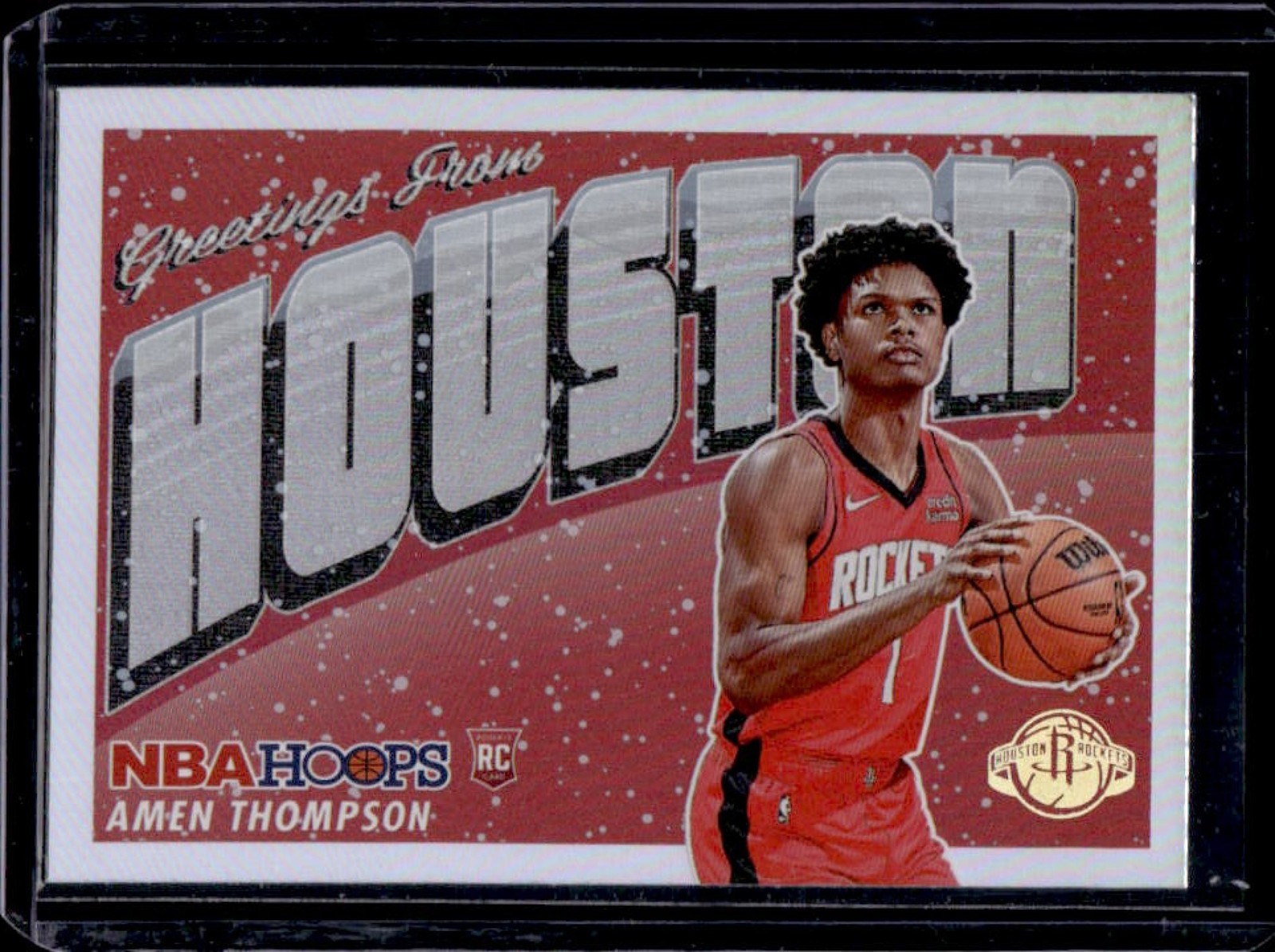 2023-24 Panini Hoops Amen Thompson Rookie Greetings RC Rookie #8 Rockets