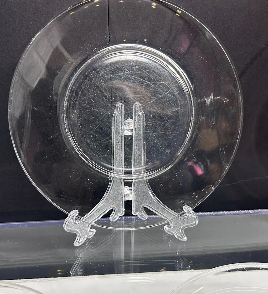 Vintage Libbey Crisa Moderno Glass Dinner Plates Clear RARE Heavily Scratched-5 - Image 4 of 4