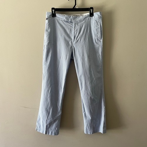Polo Ralph Lauren Size 10 Cotton/Spandex Blue White Gingham Straight Leg Pant