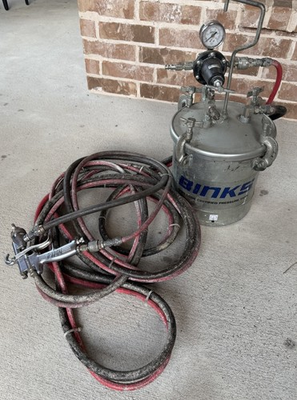 #ad Binks 2.8 Gallon ASME Certified Pressure Tank Paint Pot W BINKS 2100 Paint Gun $345.00