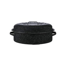 Granite Ware 18-Inch Covered Oval Roaster - Black, Dishwasher Safe