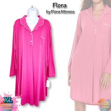 Flora by Flora Nikrooz XL Deborah Notch Knit Sleepshirt Nightgown T90933 Pink