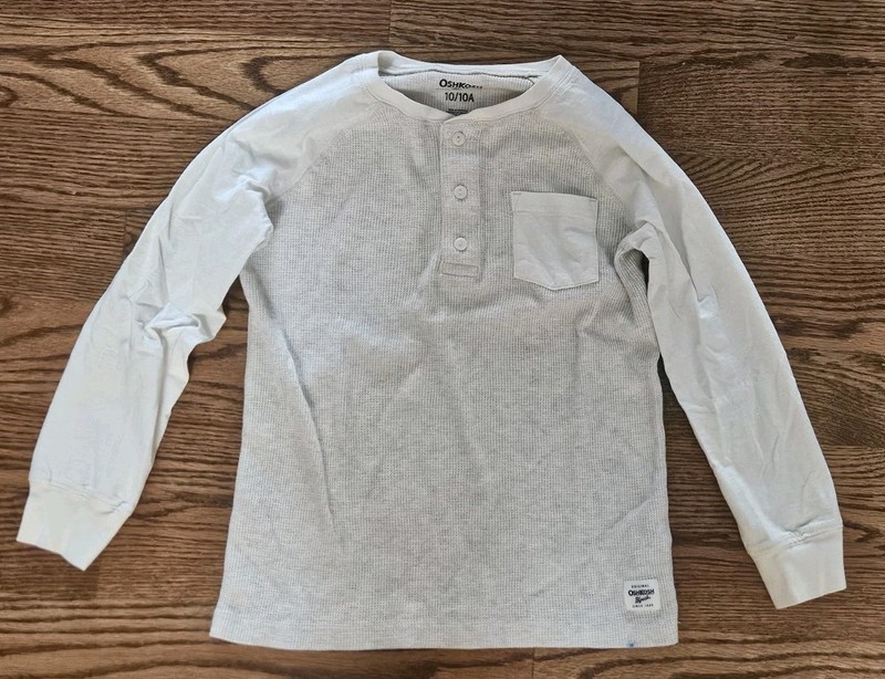 OshKosh B'Gosh Long Sleeve Waffle T-Shirt Boys Medium 