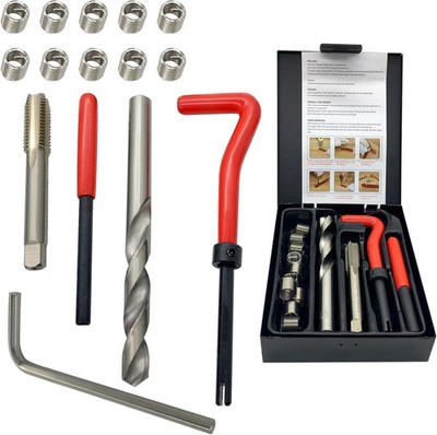 3/8-16 Inch Thread Repair Kit, Helicoil Thread Inserts Taps Kit with HSS Drill B
