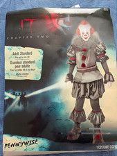 IT Chapter Two Pennywise Clown Adult Standard Complete Costume w/ Mask Gray/Red