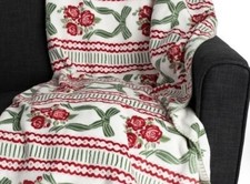 ENVOGUE Plush Blanket Super Soft Reversible Red Roses Green Bows New 90x90 Queen