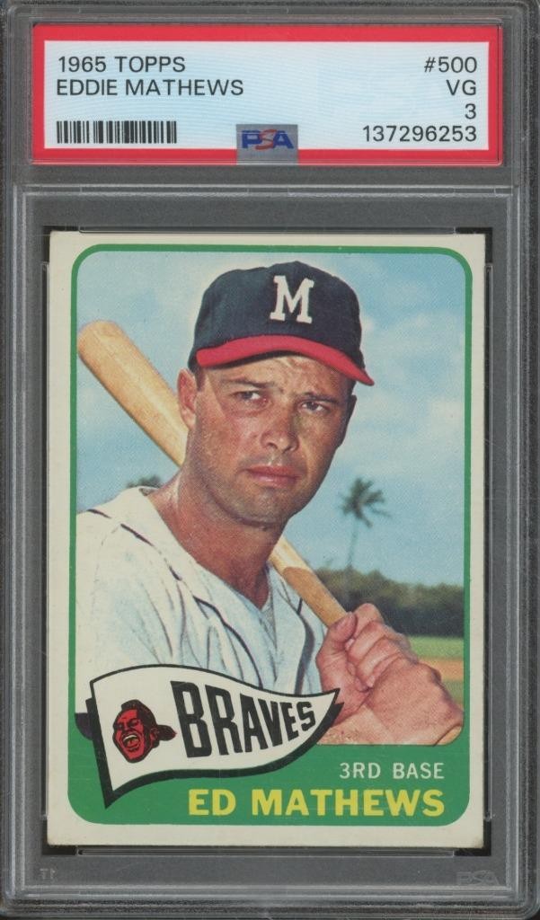 1965 Topps Vintage Baseball EDDIE MATHEWS PSA 3 VG #500 Braves HOF MLB BIN25