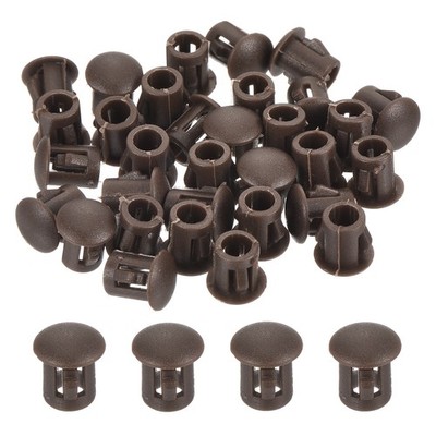 64Pcs 8mm Brown Nylon Plastic Round Locking Hole Plugs Insert End Caps
