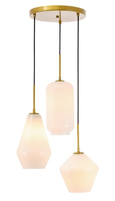 Elegant Lighting LD2269 Gene 3 Light 17''W Multi Light Pendant - Brass