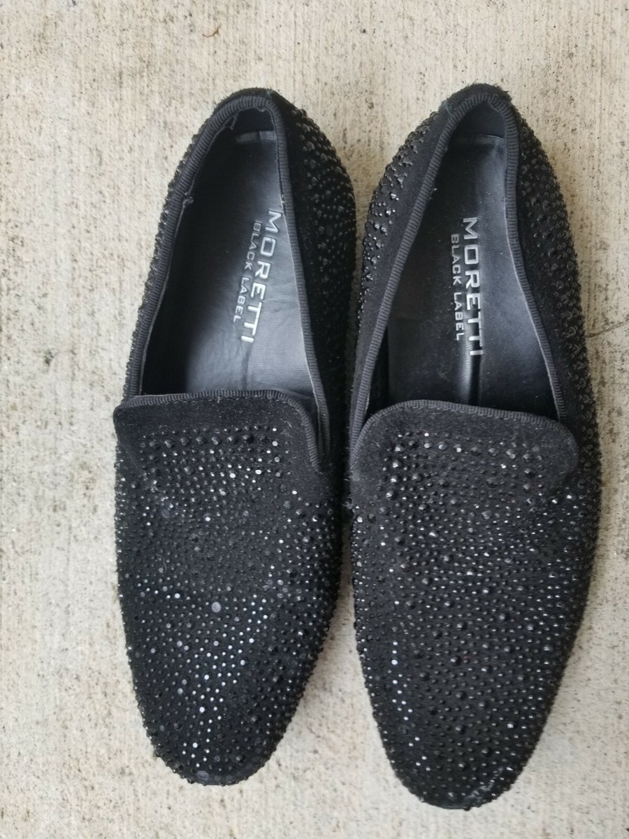 Moretti Black Label Rhinestone Black Men's Shoes Size Style