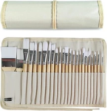 Paint Brushes Set of 24 Pieces Wooden Handles with Large, Multicolor 