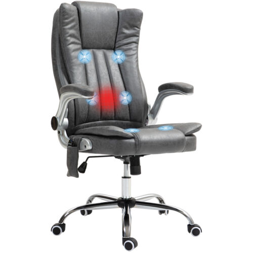 Vibration Massage Office Computer Chair High Back Heated with Flip-up Armrest