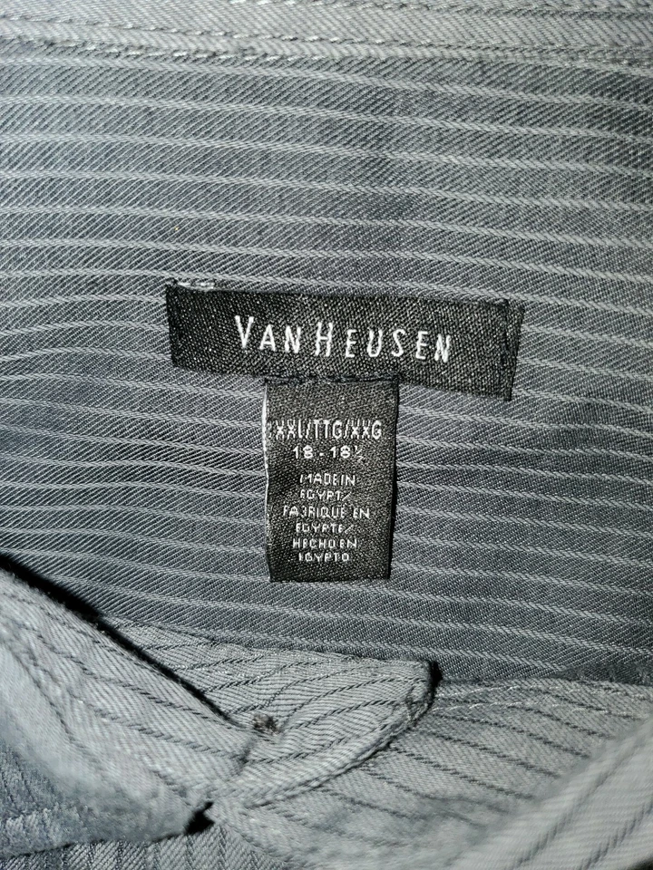 4 Van Heusen Mens Dress Shirts Lt Gray, Dark Gray, Green, Black XXL18-18.5 - Image 3 of 4