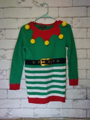 Christmas Sweater Dress Ugly Holiday Party Girls Size L