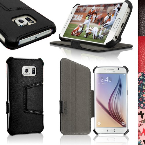 PU Cuero Funda Piel para Samsung Galaxy S6 Soporte Case Cover |