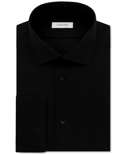 Slim Fit Black Herringbone Dress Shirt 