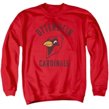 Otterbein University Adult Crewneck Sweatshirt Cardinals Logo, Red, S-3XL