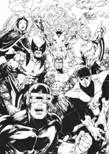 Comic Book Sketch Art - Ed Benes - 11"x17" X-Men #107 Splash Page Recreation