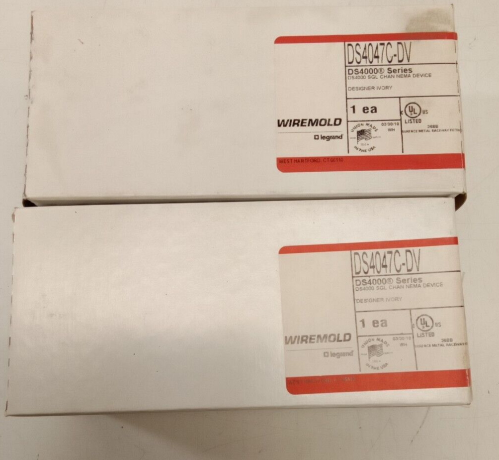 Wiremold DS4047C-DV DS4000 Series SGL Chan NEMA Device (Lot Of 2) Ivory ...