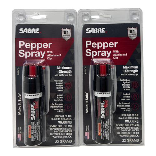 Sabre Red Pepper Spray Self Defense P22OC UVDye Exp. 12/27 Lot of 2