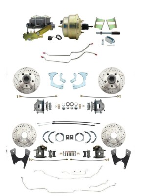 1965-68 Chevy Impala 4 Wheel Disc Brake Power Zinc Conversion Complete Line Kit
