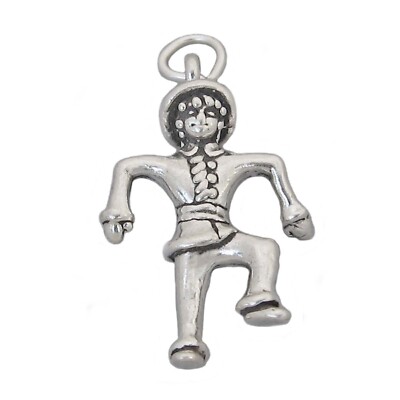 Scarecrow Dancing Wizard of Oz 3D 925 Solid Sterling Silver Charm MADE IN USA