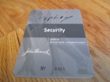 106th BOSTON MARATHON April 2002 FINISH LINE Laminated Security Badge COPLEY