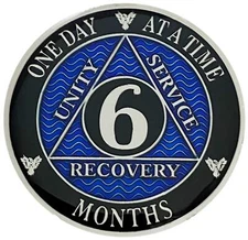Simply Minimal AA 6 Months Silver Color Plated Coin, Alcoholics Anonymous Medal