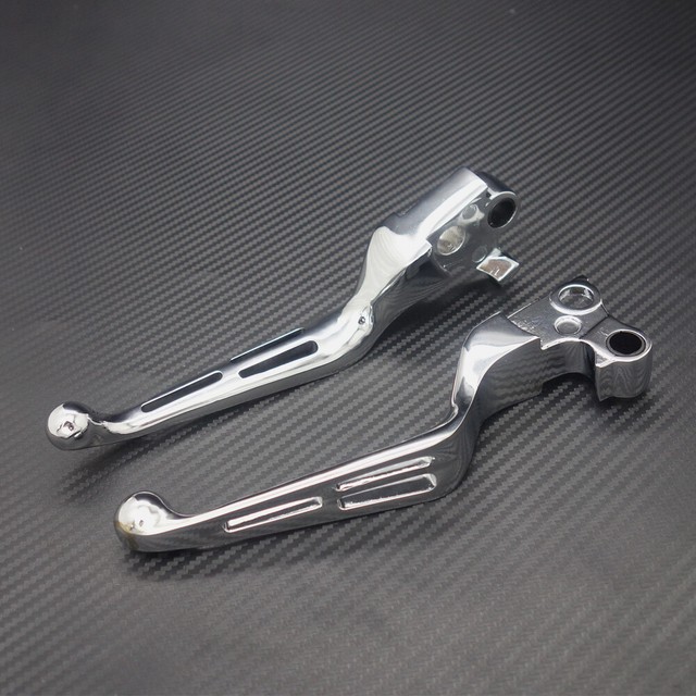 Chrome Slotted Brake Clutch Lever For Harley Dyna Touring Softail 9607