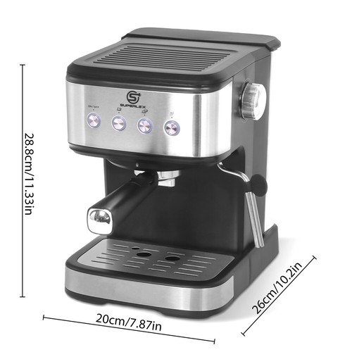SUPERLEX 15 Bar Espresso & Cappuccino Coffee Machine with Milk Frother 1.5L Tank - Picture 8 of 10