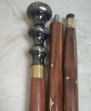 Handmade Vintage Solid Brass Handle Antique Victorian Cane Wooden Walking Stick