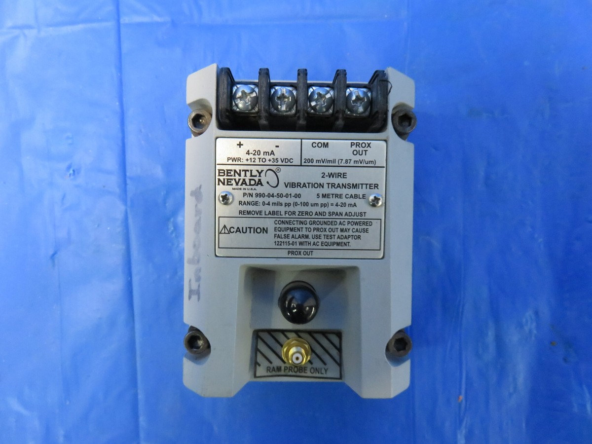 BENTLY NEVADA VIBRATION TRANSMITTER 990-04-50-01-00 2-WIRE 0-4MILS 4-20MA  90DAY