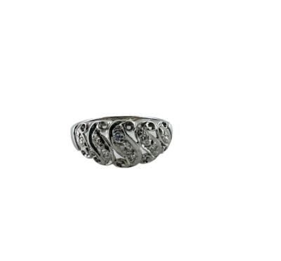 14K Weißgold Diamant Bandring S Design #16581