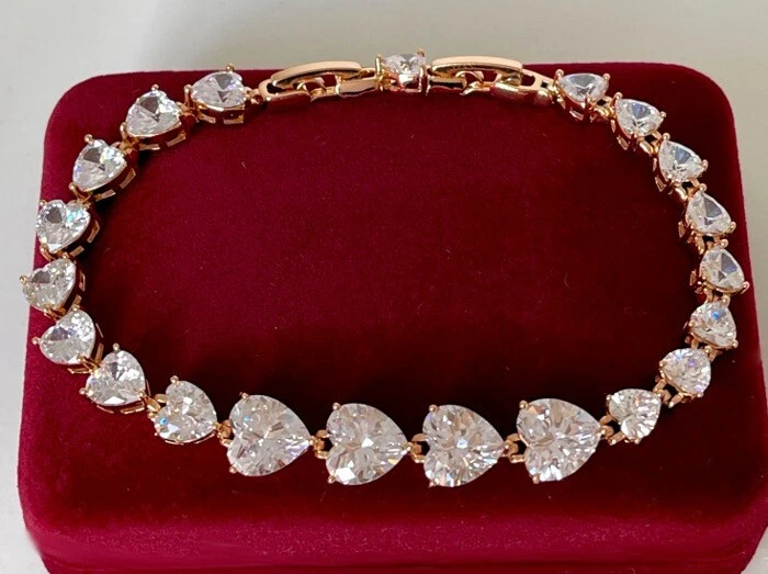 Deluxe Herz Armband Tennis Zirkonia 750er Rolled Gold 18K vergoldet Damen 18,5cm - Bild 3 von 4