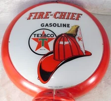 Vintage 1970's Texaco Fire Chief Gas Pump Globes Lens Pair Plastic Red Frame 16"