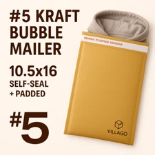 #5 10.5x16 Kraft Bubble Padded Envelopes Mailers Shipping Bags Villago 10/25/100