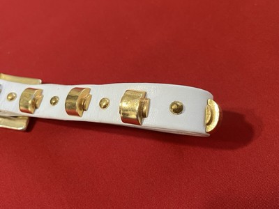 Vintage ST MAARTEN Dallas Belt WHITE Leather Gold Accents | eBay display picture 1