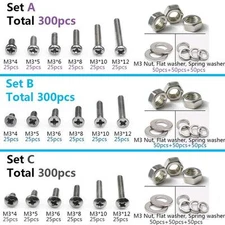 304 Stainless Steel Phillips Screws Bolt With Hex Nuts Washers Assortment