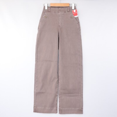 Spanx Womens Pants Stretch Twill Cropped Wide Leg Pant Brown Smoke Size NWT