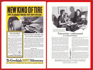 1937 Goodrich Golden Ply Non-Skid Tires - Metropolitan Life Insurance Print Ad