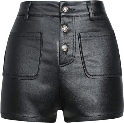 Black Women Leather Shorts Genuine Soft Lambskin Handmade Stylish Casual Party