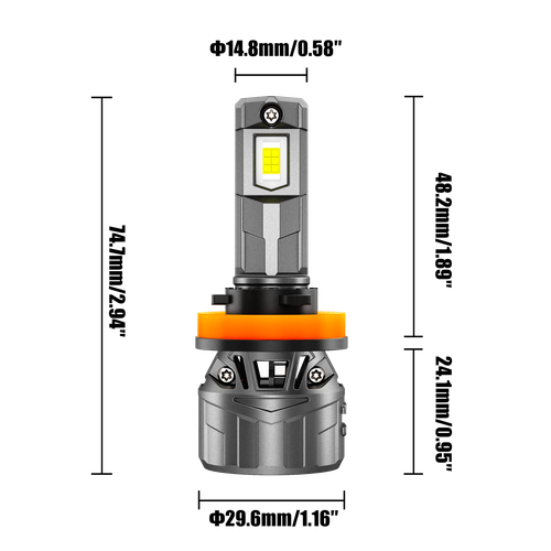 AUXBEAM H11 LED Headlight Fog Bulbs White Low Beam Conversion Kit 28000LM 6500K - Picture 10 of 12