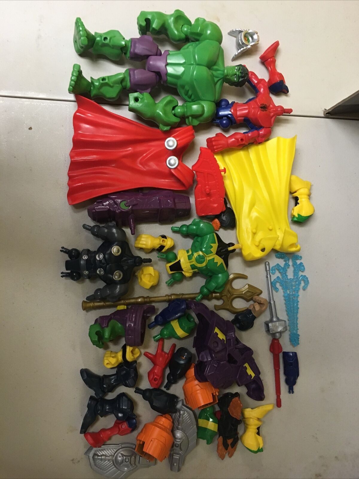 HUGE Lot Marvel Super Hero Mashers Transformers Weapons & Parts
