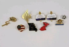 Vintage Mixed Lot of (9) Tie Tac, Pins, Gold Tone, Silver Tone Jewelry